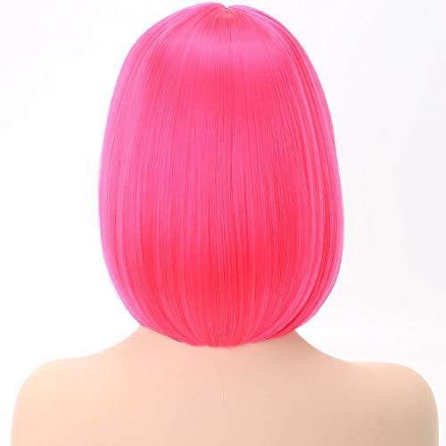 Hot neon pink | straight bob with straight bangs | hand dyed | synthetic 12" wig | stand out from the crowd | rave and cosplay | ready to go