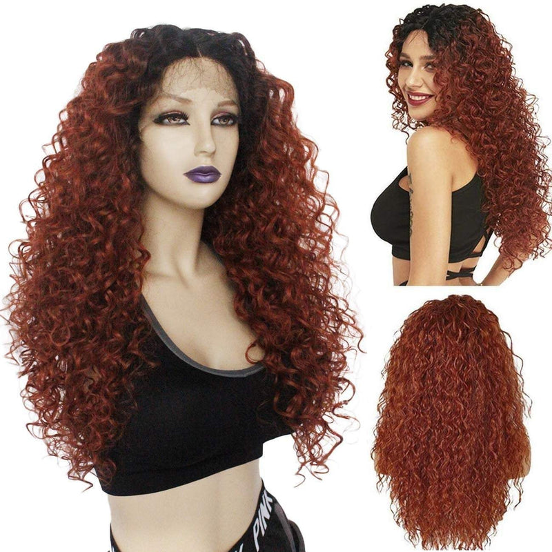 Copper red wavy color #350 24" | lace front wig with baby hair | trendy wig | synthetic top quality heat resistant fiber | human hair feel