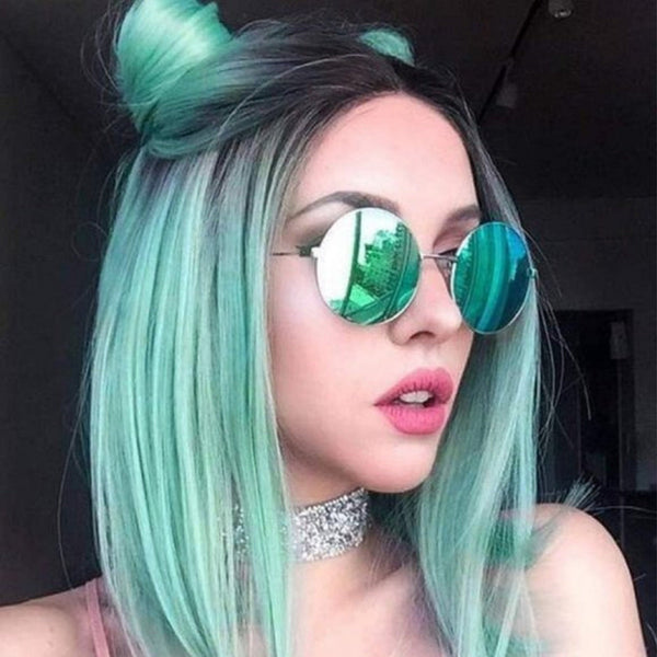 Chocolate Chip Mint Ombre | Best Selling Wig | Synthetic Top Quality Heat Resistant Fiber | Human Hair Look and Feel | Cute with Space Buns