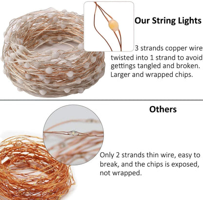 Led fairy string lights 33ft with 100 lights & 50 photo clips remote 8 modes hang photos pictures bedroom decoration usb operated warm white