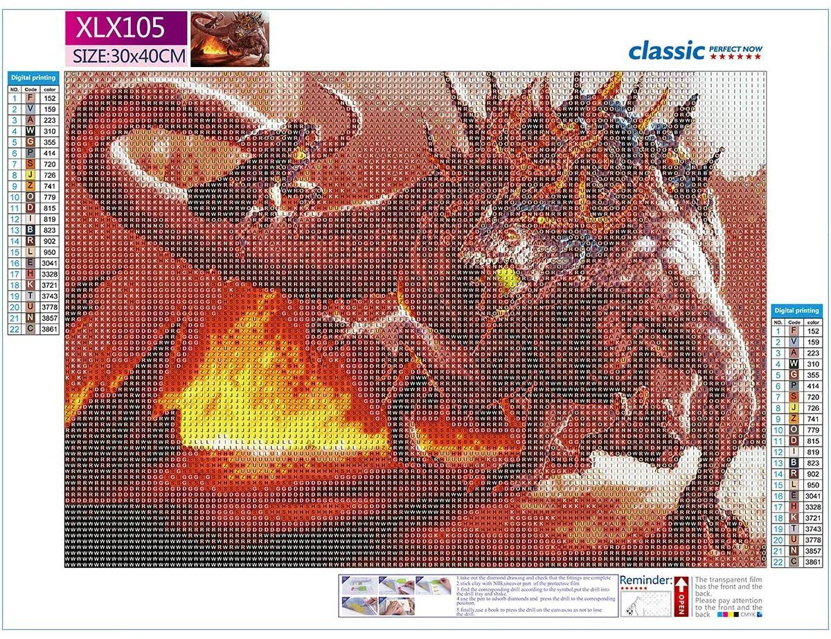 Dragon fire 5d diamond painting full drill embroidery vivid rhinestone canvas painting cross stitch diy craft art kits home decor 11.8x15.7"