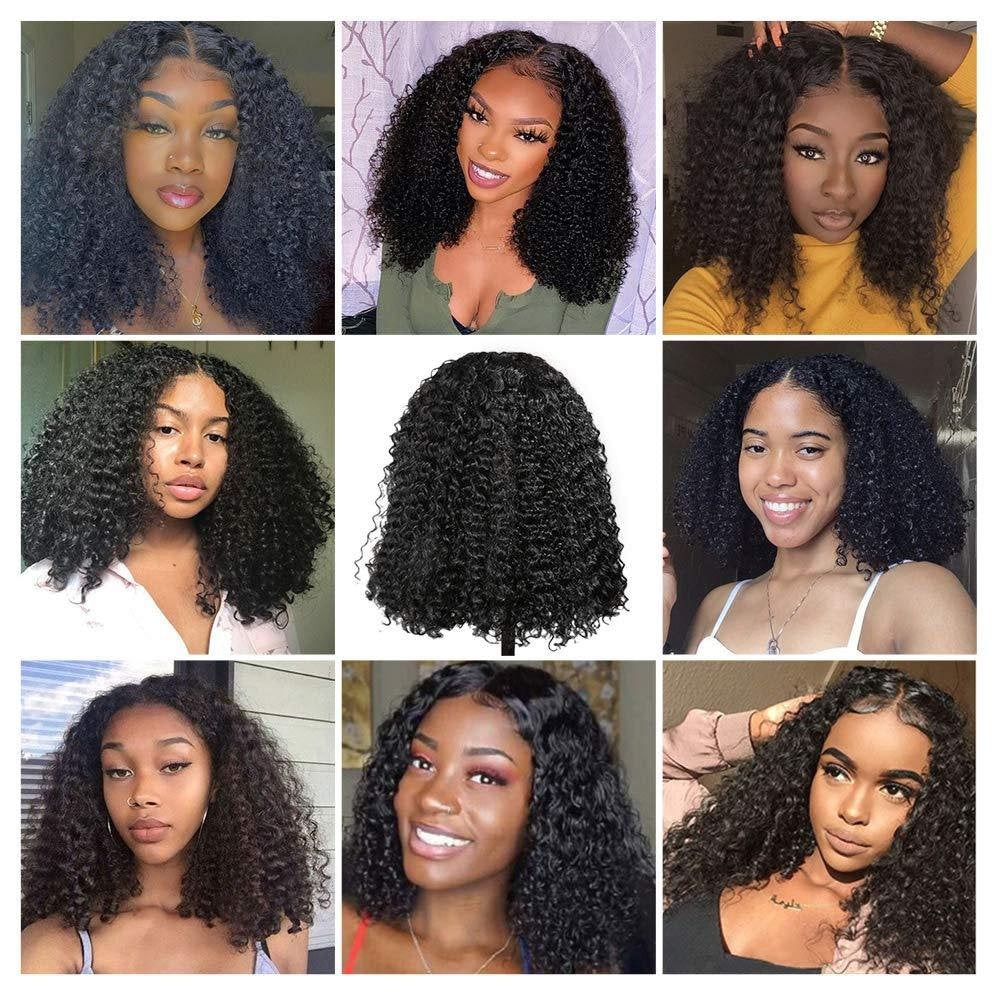Short bob curly natural black big bouncy soft fluffy kinky curly heat resist synthetic wig