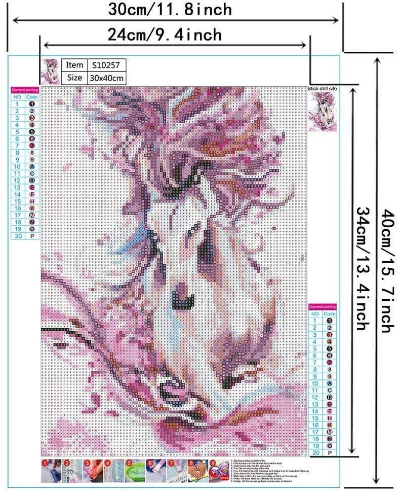 Pink horse diy 5d diamond painting kits for adults, diamond art full drill embroidery paint with diamond kit for home wall décor 12x16 inch