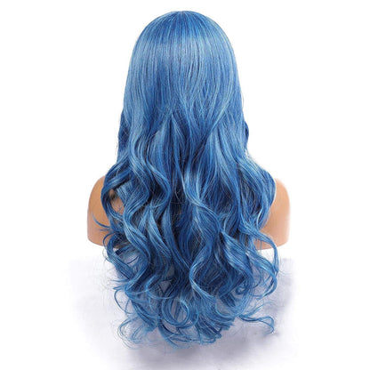 Ocean blue wavy 24" | trendy wigs | synthetic top quality heat resistant fiber | human hair feel | free shipping delivery in 3 to 5 days