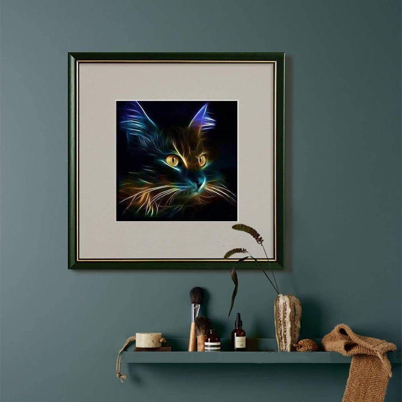 Black cat | 5d diamond diy art full drill embroidery painting kit | home wall art décor | 11.8" x 11.8" | the perfect relaxation gift idea