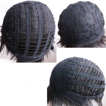 Rainbow streak black bob quick wig synthetic wig high temperature heat resistant 150% density 8.5 inch top selling