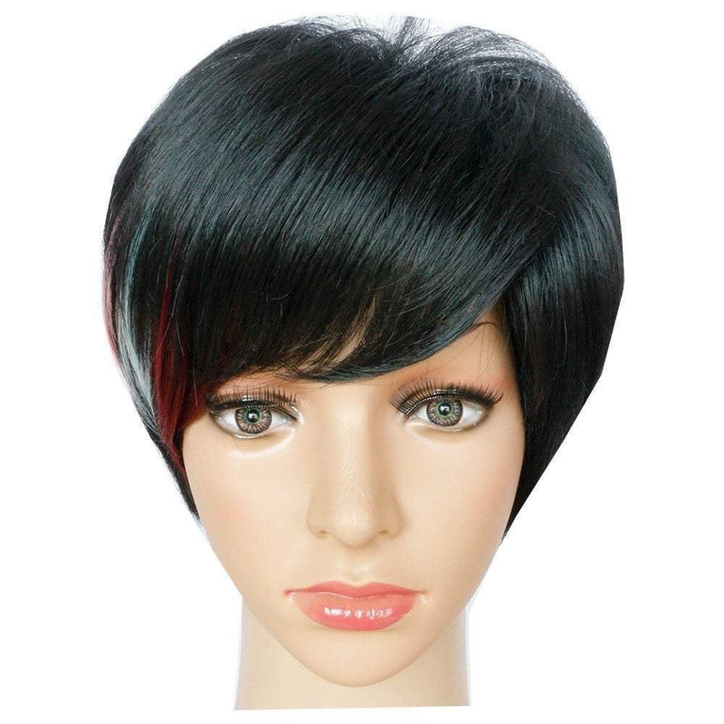 Rainbow streak black bob quick wig synthetic wig high temperature heat resistant 150% density 8.5 inch top selling