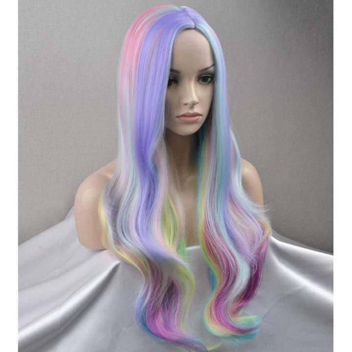 Moonlight opal | pastel unicorn | princess roleplay | mermaid cosplay | synthetic top quality heat resistant full wig 27" | human hair feel