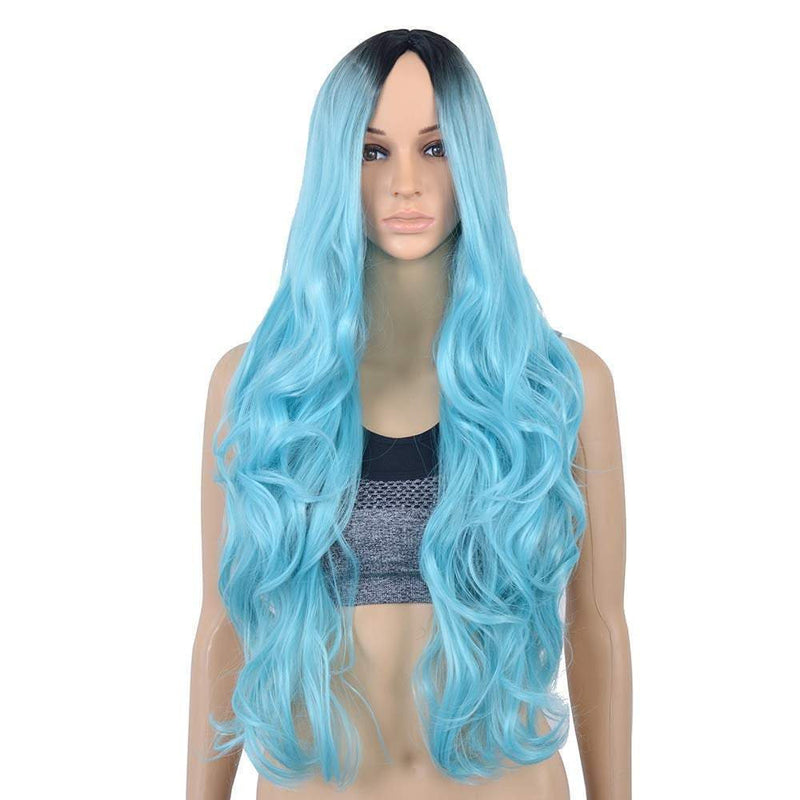 Trendy sky blue ombre | unicorn | mermaid | 27" synthetic | human hair feel | drag queen | custom colored | stage performer | party wig
