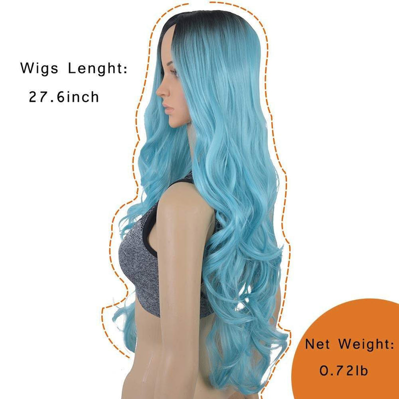 Trendy sky blue ombre | unicorn | mermaid | 27" synthetic | human hair feel | drag queen | custom colored | stage performer | party wig