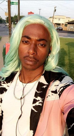 Trendy light green wig | unicorn princess mermaid wave | custom color lace front synthetic | human hair feel | drag queen | stage performer