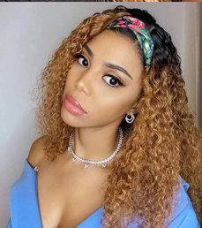 Human hair feel high quality curly blonde ombre lace front natural wave 28" middle part black roots synthetic dail wear wig