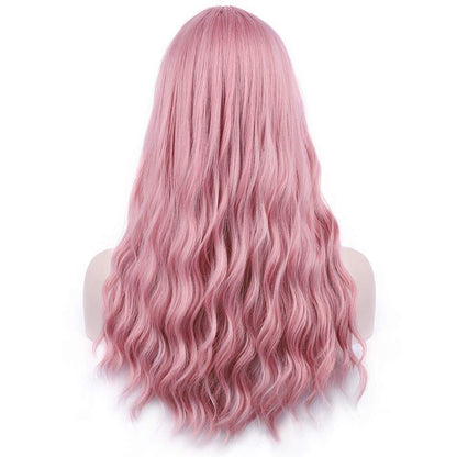 Gorgeous fashion goddess pink wig with bangs  | trendy wigs | synthetic top quality heat resistant fiber | human hair feel | free shipping