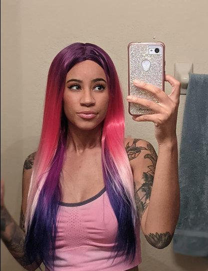 Andromeda | trendy five color rainbow | unicorn | mermaid | straight synthetic | heat resistant | daily wear | cosplay fashion party wig 26"