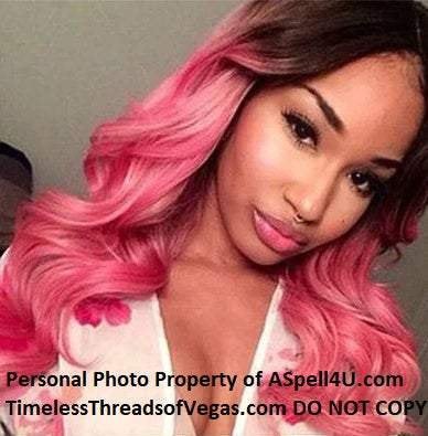 Black to candy pink ombre | big wave | 26" synthetic | human hair feel | drag queen | trendy custom styled | stage performer wig
