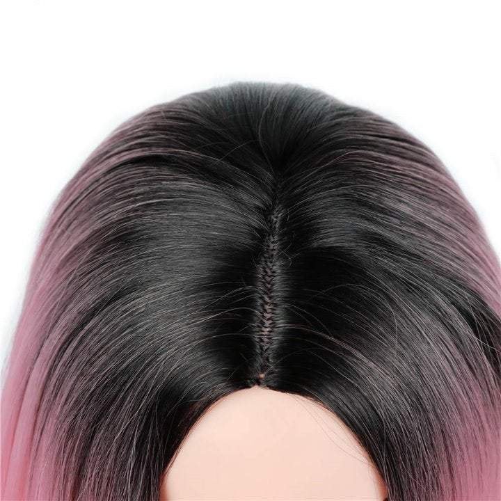 Black to candy pink ombre | big wave | 26" synthetic | human hair feel | drag queen | trendy custom styled | stage performer wig