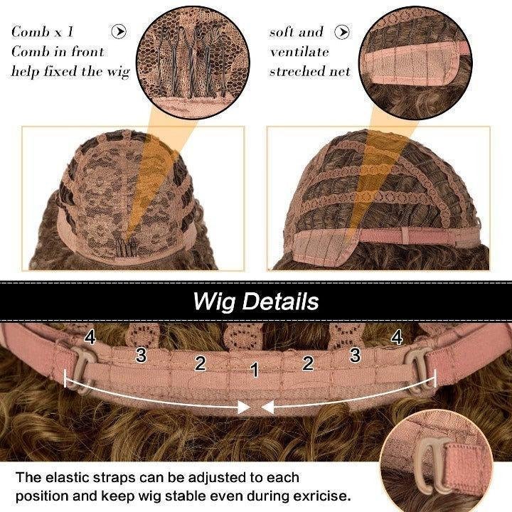 Bouncy fluffy curly wig with bangs | synthetic fiber with a human hair feel | drag queen | trendy custom styled | stage performer wig