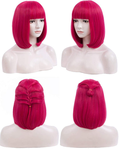 Neon pink party wig 14"  | trendy wigs | synthetic top quality heat resistant fiber | human hair feel | free shipping with orders of 35+