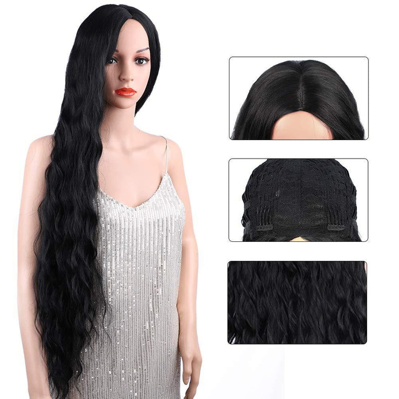 Trendy super long princess look wet and wavy heat resistant natural human hair feel synthetic wig 38 inches +/-