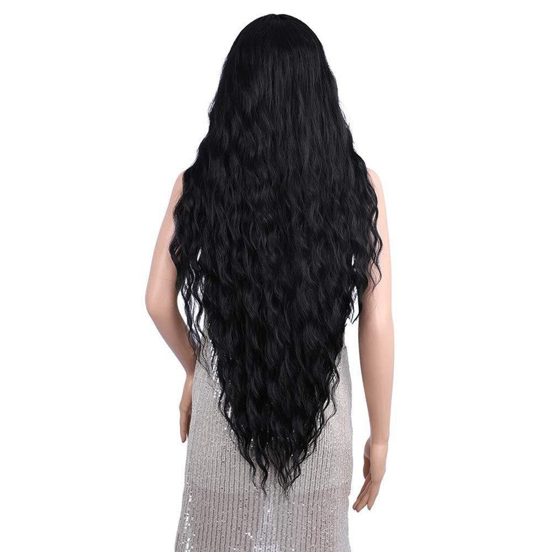 Trendy super long princess look wet and wavy heat resistant natural human hair feel synthetic wig 38 inches +/-