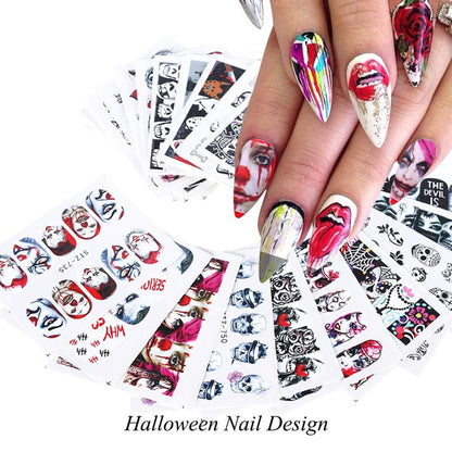 Ghost | skull | penny-wise | it | joker | nightmare | halloween | gothic | day of the dead | 25 sheets | nail art decal | dia de los muertos