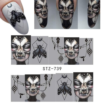 Ghost | skull | penny-wise | it | joker | nightmare | halloween | gothic | day of the dead | 25 sheets | nail art decal | dia de los muertos