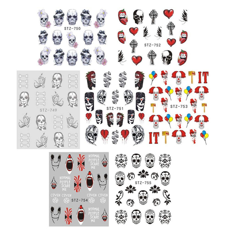 Ghost | skull | penny-wise | it | joker | nightmare | halloween | gothic | day of the dead | 25 sheets | nail art decal | dia de los muertos