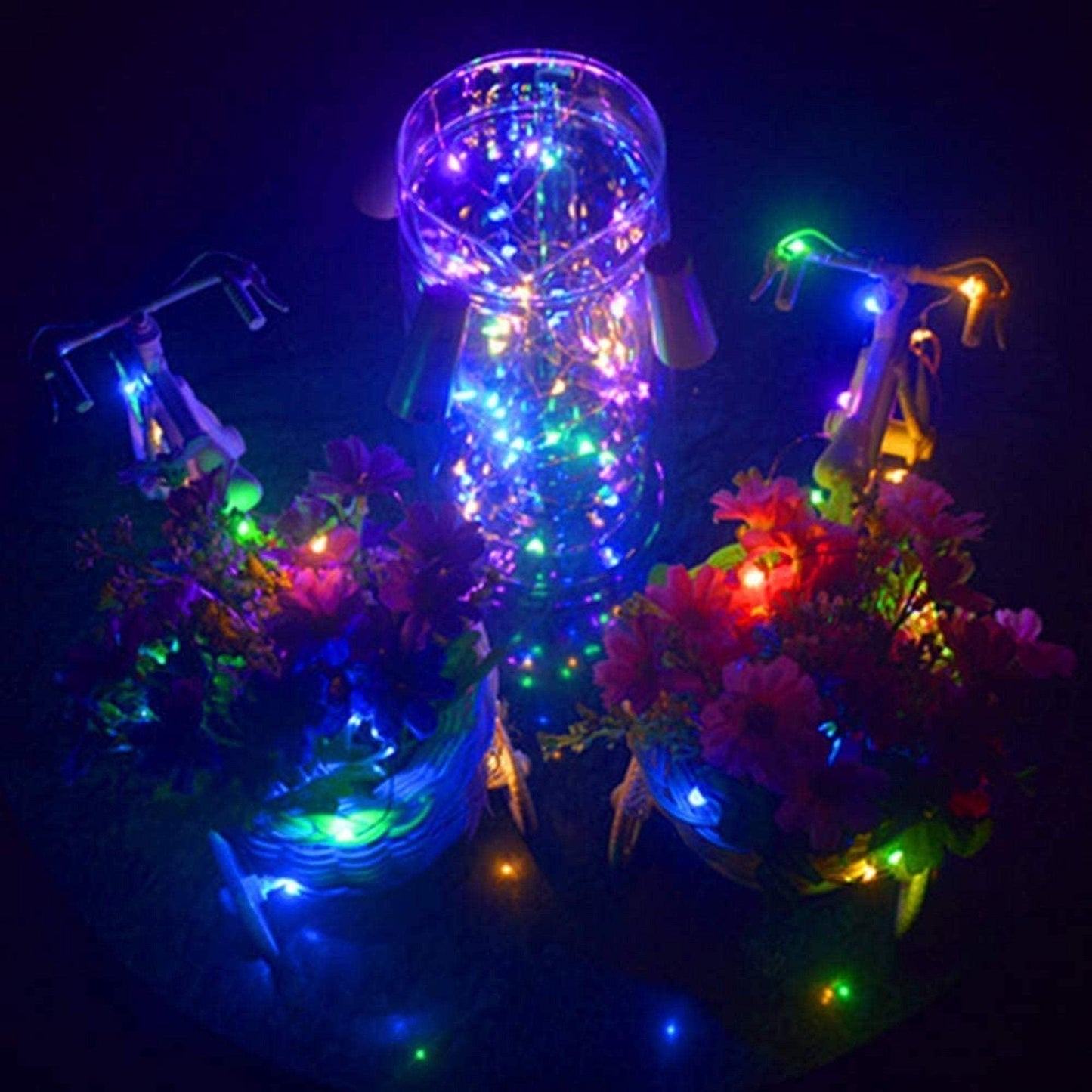 Led battery operated wine bottle cork lights (10) copper wire string fairy lights  diy, wedding, holiday, party décor multicolored no bottle