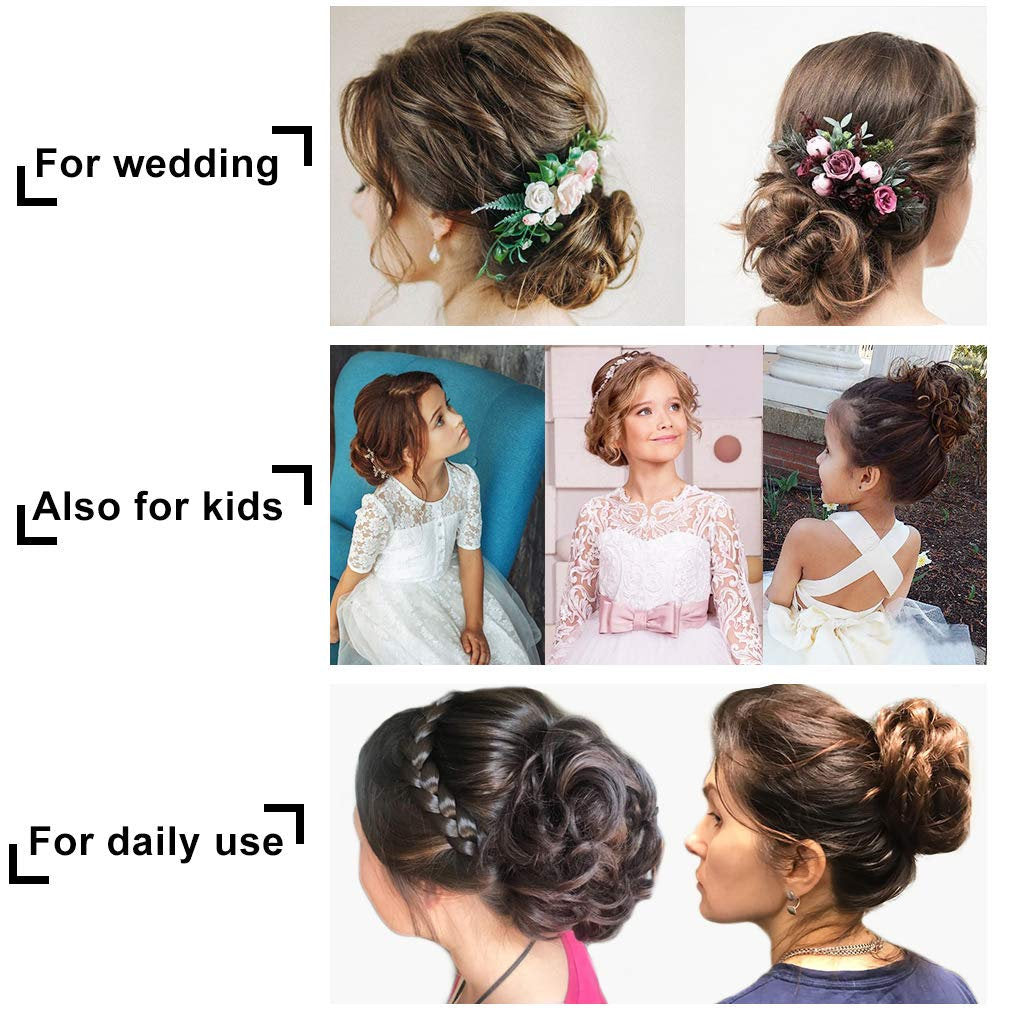 French girl style | thick faux human hair | messy updo bun |  #119 - light brown & blonde mix | super fluffy | cat ear buns need 2