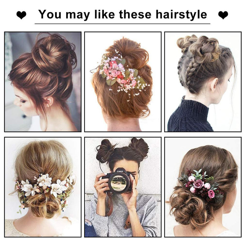 French girl style | thick faux human hair | messy updo bun |  #119 - light brown & blonde mix | super fluffy | cat ear buns need 2