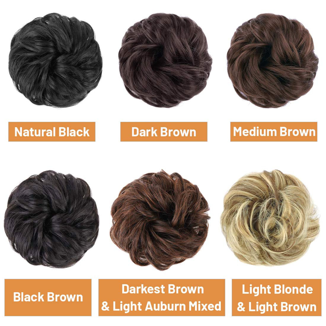 Dark Mocha Brown Messy Buns | Set of 2 | Limited Time Offer | Act Now! | FAUX Human Hair Curly Chignon Extensions Scrunchy Updo Hairpieces
