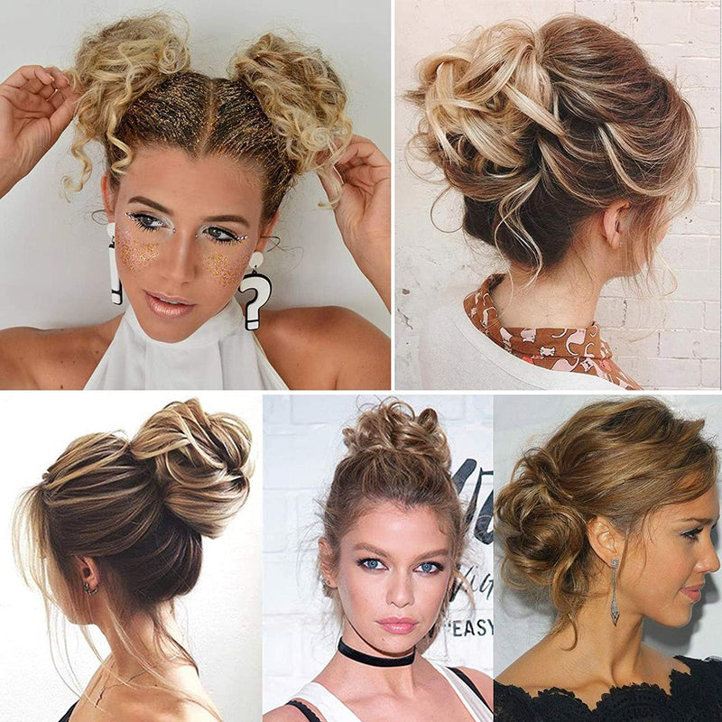 Dark Mocha Brown Messy Buns | Set of 2 | Limited Time Offer | Act Now! | FAUX Human Hair Curly Chignon Extensions Scrunchy Updo Hairpieces