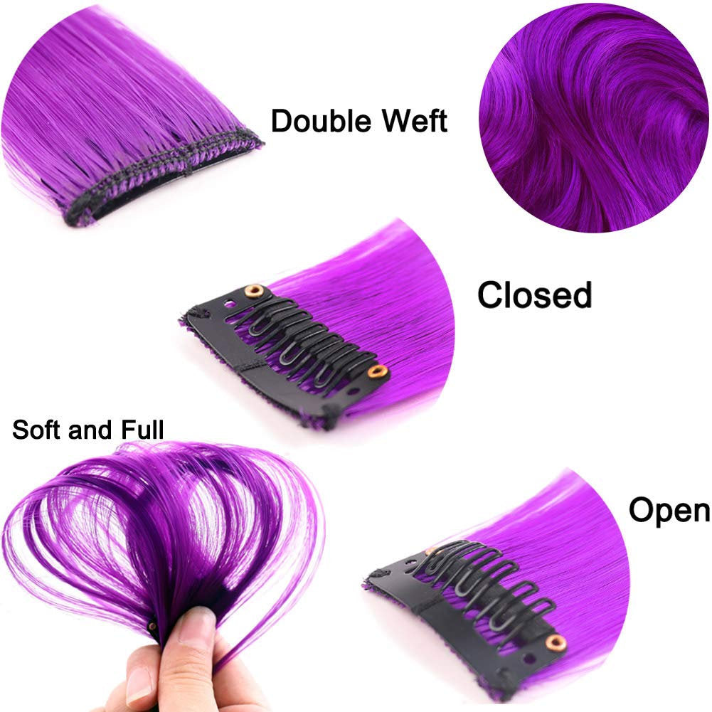 Colored Clip in Hair Extensions 22'' Straight Hair Extensions Clip in Set of 20 Pieces Party Highlights Hairpieces Royal Purple