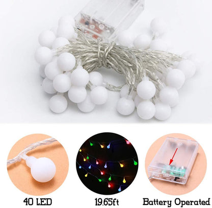 Indoor Outdoor Fairy String Lights 40 LED Battery Operated Multicolor Home Décor, Party, Wedding Decorations (Round, Multicolor)