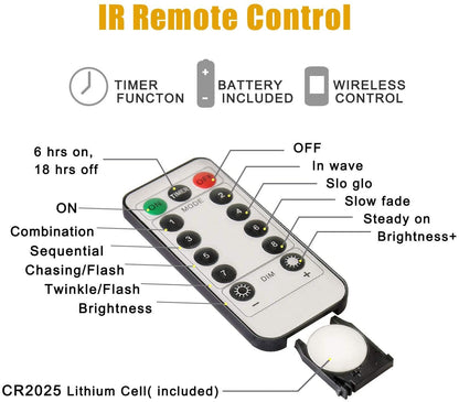 Fairy Lights 2 Pack 33FT 100 LED Lights with Remote Control Timer Waterproof 8 Mode Copper Wire Indoor Outdoor Decoration, Cool White