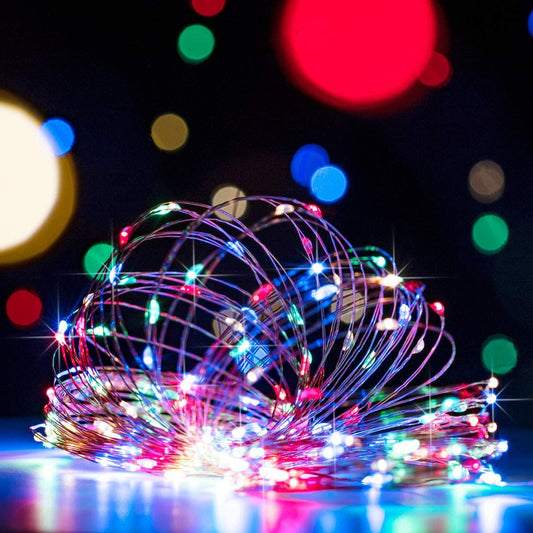 Fairy Lights 2 Pack 66FT 200 LED Lights with 2 Remote Control Timers Waterproof 8 Mode Copper Wire Indoor Outdoor Decoration, Multi Colored