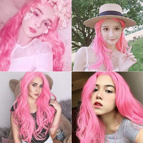 Cotton candy pink | synthetic daily wear 24" wig |top trendy hairstyle | best quality heat resistant fiber | real human hair look and feel