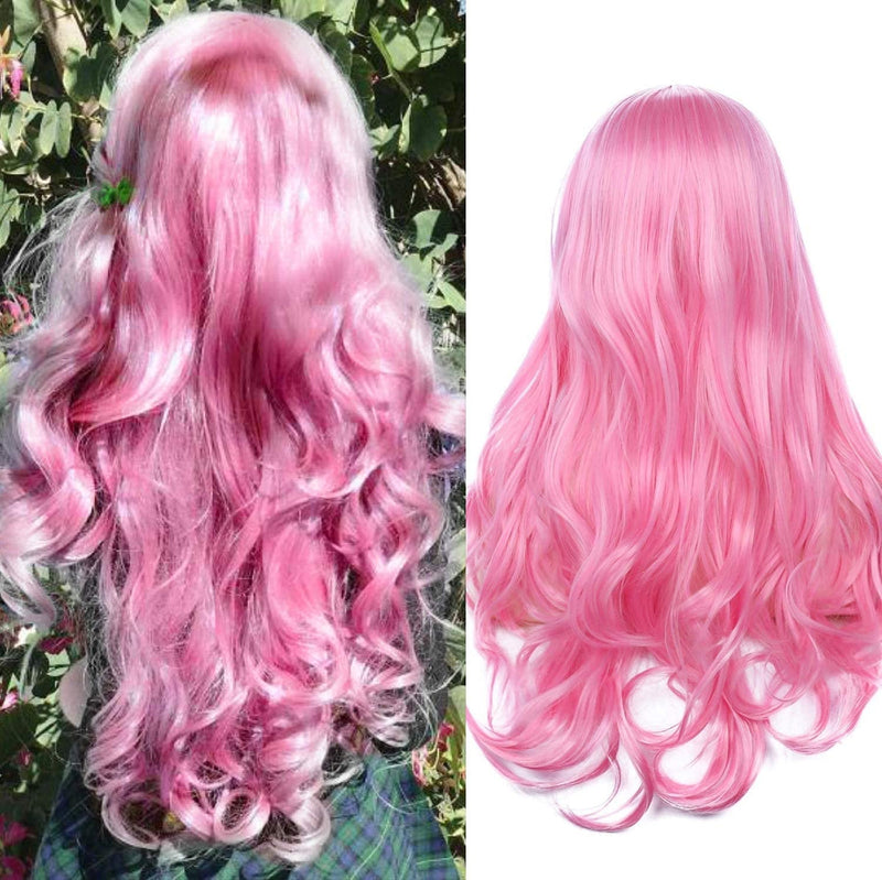 Cotton candy pink | synthetic daily wear 24" wig |top trendy hairstyle | best quality heat resistant fiber | real human hair look and feel