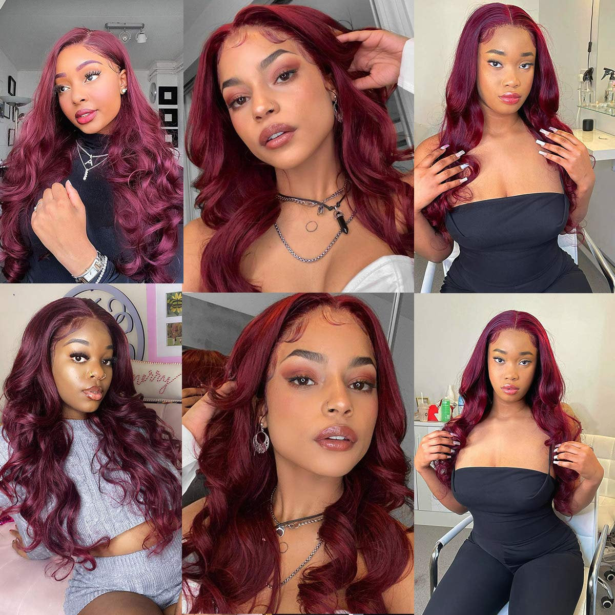 Burgundy 99j | 4x4 Body Wave Lace Closure | Brazilian Human Hair | Pre Plucked with Baby Hair and Bleached Knots | 180% Density | Glueless