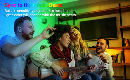 LED 50ft Led Strip Lights with App Control, Remote, Music Sync Color Changing Flexible LED Rope Lights for Bedroom, Party, Home