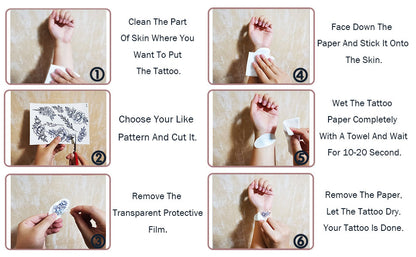 Complete Set of 9 Sheets Waterproof Fake Tattoo Temporary Realistic Waterproof Full Arm Fake Tattoo Flower Can Also Use for DIY Crafting