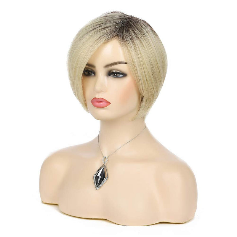 Ombre Black to Golden Blonde Mix Bob Pixie Cut Straight Trending Hairstyle natural looking and soft to touch