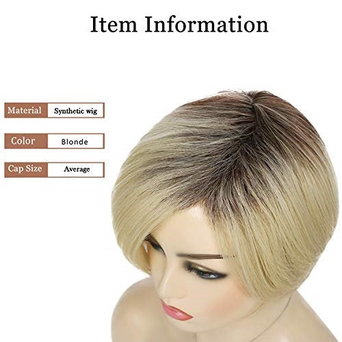 Ombre Black to Golden Blonde Mix Bob Pixie Cut Straight Trending Hairstyle natural looking and soft to touch