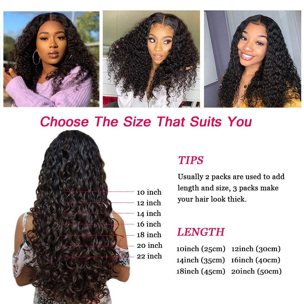 Deep Wave Clip ins Hair Extensions Virgin Human Hair Wavy Unprocessed Clip in Hair Extensions Set of 10 You Choose the Length from 10 - 20"