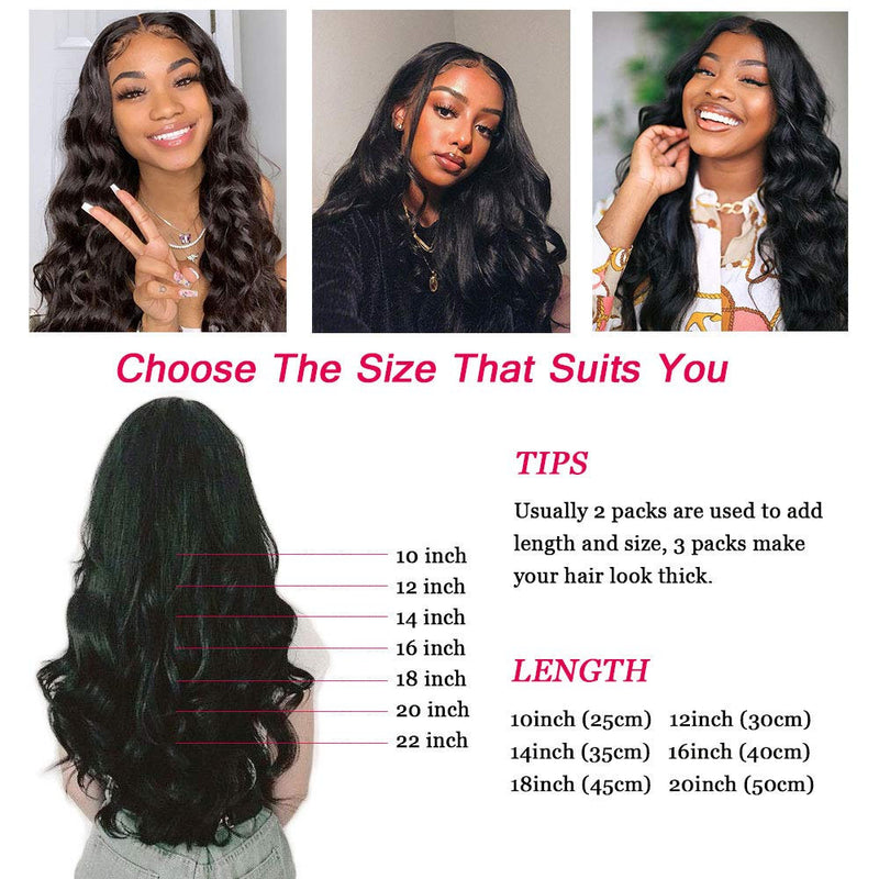 Body Wave Clip ins Hair Extensions Virgin Human Hair Wavy Unprocessed Clip in Hair Extensions Set of 10 You Choose the Length from 10 - 20"