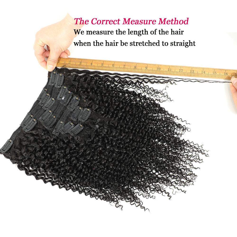 Kinky Curly Clip in Hair Extensions Virgin Human Hair Wavy Unprocessed Clip in Hair Extensions Set of 10 You Choose the Length from 10 - 20"