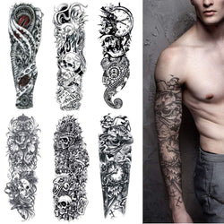 6 Full Arm 6 x 18" Sheets Waterproof Fake Tattoo Temporary Realistic Waterproof Full Arm Fake Tattoo Flower Can Also Use for DIY Crafting