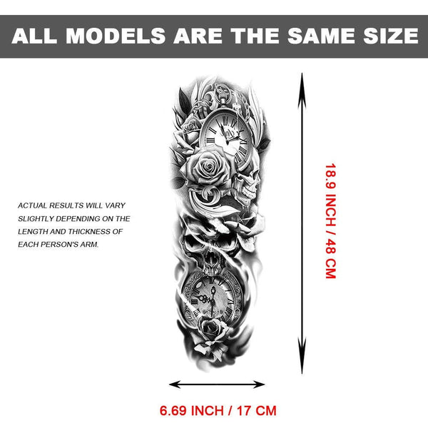 6 Full Arm 6 x 18" Sheets Waterproof Fake Tattoo Temporary Realistic Waterproof Full Arm Fake Tattoo Totems Can Also Use for DIY Crafting