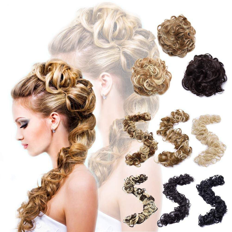 Messy bun juva bun hair scrunchie fluffy curly tousled updo diy wrap around ponytail hairpiece 32inch wavy donut chignons