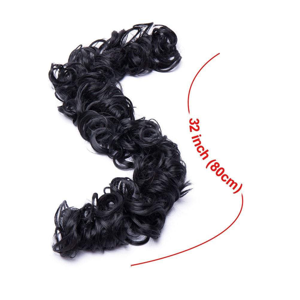 Messy bun juva bun hair scrunchie fluffy curly tousled updo diy wrap around ponytail hairpiece 32inch wavy donut chignons